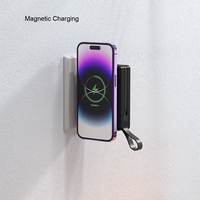 Batterie externe magnétique sans fil 10000 mAh avec prise CA, câble Type-C et Lightning intégré, chargeur portable USB PD20W avec support de charge pour montre
