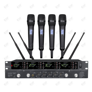 DA-8024 UHF 4-Channel Wireless Microphone System with AA Battery and XLR Connector-Handheld/Lavalier/Headset/Desktop Use - Product Image 1