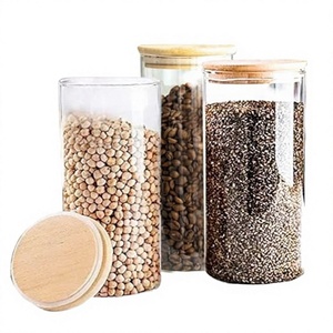 Bocaux en verre borosilicate de qualité alimentaire en gros avec pot à épices en verre transparent et couvercle en bambou - Product Image 3