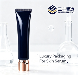 Luxury Black LDPE Essential Oil Cosmetic Squeeze Tube with Gold Electroplated Screw Cap - Product Image 6