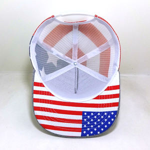 Custom Logo American USA Flag Woven <b>Patch</b> Logo Running Adjustable Gray Snapback Adjustable Mesh 112 Trucker Hats - Product Image 5