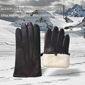 <span class=keywords><strong>Gants</strong></span> en cuir véritable pour hommes, finement ajustés, doublure en fourrure d'agneau véritable, super chauds, doux <span class=keywords><strong>et</strong></span> unis - Product Image 4
