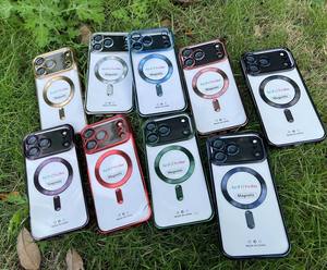 Custodia per paraurti in TPU magnetico placcato trasparente di lusso custodia Wireless per <span class=keywords><strong>iPhone</strong></span> 17 16 15 14 13 12 Pro Max Plus - Product Image 2