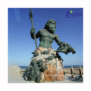 Индивидуальные знаменитые греческие боги скульптура гигантские огромные бронзовые статуи Посейдона с алебардом и черепахой фэншуй - Product Image 3