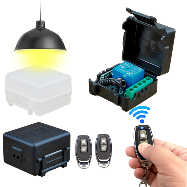 433 MHz Wireless Remote Control Switch DC 12V 10A 1CH Relay Receiver Fixed Code Transmitter for Garage Gate Motor Light ON/OFF