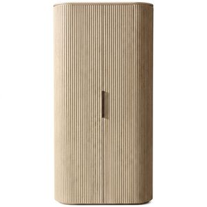 Architectural Oak Wood High <b>Cabinet</b> Storage <b>Display</b> Unit with Recessed Base for Modern Interior Design Projects - Product Image 2