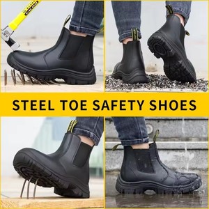 LB1079N-1 Botas de Trabajo de Cuero Genuino Impermeables y Anti-Impactos Más Vendidas con Puntera de Acero, Botas de Seguridad Chelsea Sin Cordones - Product Image 6