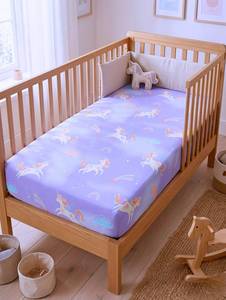 40s Tencel™ Baby Crib Fitted Sheet Soft Breathable Lyocell Unicorn Baby Bedding - Product Image 1