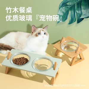 Soporte de madera para cuencos de gato Meow Buke Garden, estación de alimentación elevada para gatos con dos cuencos de acero inoxidable - Product Image 5