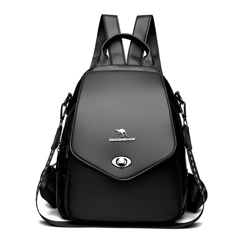 2025 New Korean Style Soft PU Material Backpack Large Capacity Fashionable Multi-Use Women's Bag Lightweight Mommy Bags