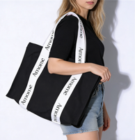 Tas Belanja Grosir Kanvas Katun Polos Custom Print, Tas Tote Webbing-print untuk Promosi dan Hadiah