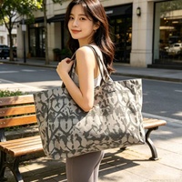 Sac fourre-tout de grande capacité pour femme, style coréen, double face avec logo, sac à main et sac à bandoulière en toile haut de gamme