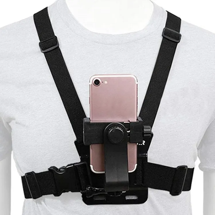 New 2 in 1 Adjustable Elastic Cell Phone Quick Clip Action Camera Chest Strap Mount Harness for GoPro Hero 10 9 8 7 6 5 4 3