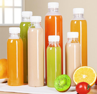 Bouteille en plastique transparente jetable pour boissons, bouteille en PET commerciale pour jus et thé au lait avec bouchon