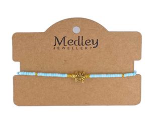 Pulsera/tobillera ajustable inspirada en la cuerda de cuentas de una sola piedra de tortuga de oro Natural tejida a mano 2025 para mujer - Product Image 3