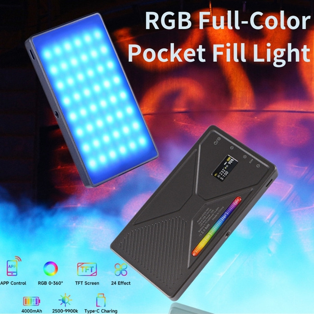 Mini Pocket 10W RGB Full Color Adjustable 2500K-9000K USB Powered Handheld Photography Camera Fill Light APP Control LED Light