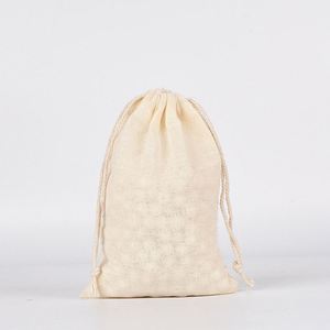 Pochette en coton pur 15*20cm avec cordon de serrage, nature, réutilisable, sac en tissu pour emballage, impression de logo personnalisé, utilisation artisanale, recyclable - Product Image 5