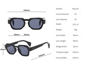 2023 Qmoon moderne dames lunettes de soleil vert lentille lunettes de soleil hommes écaille de tortue hommes petit cadre mode lunettes - Product Image 6