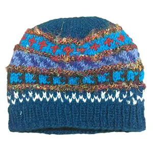 綿の裏地が付いたウールとシルクの混合手編み帽子の売れ筋