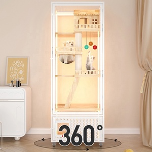 Nuevo diseño Villa estilo interior jaula para gatos casa de una pieza marco de acero caja de arena gato cabaña hogar para gatos - Product Image 3