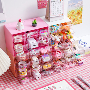 Transparent Desktop <b>Storage</b> <b>Box</b> With Compartments <b>Stackable</b> Lid Jewelry Organizer For Small Items Hair Ties Accessories - Product Image 4