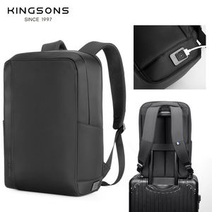 Kingsons Business <b>Backpack</b> 15.6 Inch Laptop <b>Compartment</b> USB Charging Waterproof Anti-Theft Men's Travel Bag - Product Image 3