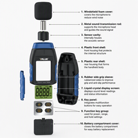 Sonometre portable, mesureur de niveau sonore, mesureur de décibels, rétroéclairage LCD pour la mesure des unités intérieures et extérieures