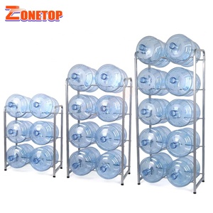 <span class=keywords><strong>Étagère</strong></span>s en métal blanc pour supermarché, sur pied, supports de rangement pour bouteilles, support pour bouteilles d'eau de 5 gallons - Product Image 1