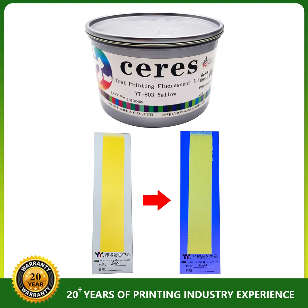 Ceres Inkt YT-803 Pantone Kleuren Offsetdruk Fluorescerende Inkt, Gele Inkt
