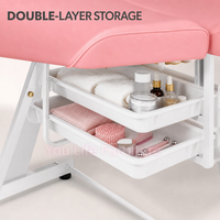 Table de soin esthétique inclinable rose réglable avec appui-tête, accoudoirs et repose-jambes – Vente en gros