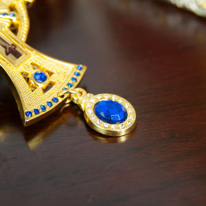 كاهن فاخر مطلي بالذهب والأرثوذوكسية أيقونة صليب صدرية يوناني حجر أحمر روسي هدية دينية قلادة الصليب الكنيسة - Product Image 6