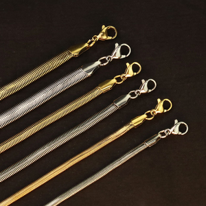 थोक स्टेनलेस स्टील फ्लैट नाग चेन सोने चांदी महिलाओं पुरुषों हिप हॉप गहने फैशन Herringbone नाग चेन हार - Product Image 3