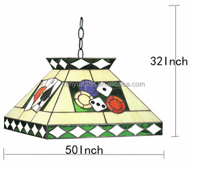 20'' Hand-Crafted European Style Small <b>Square</b> Poker Table LED Lighting Tiffany Pendant Lamp <b>Adjustable</b> Chandelier Pendant Lights - Product Image 6