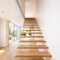 Langlebige Schwebende Treppen für Moderne Innenräume Wohnzimmer-Dekoration Unsichtbare Holz-Einwangen-Treppe
