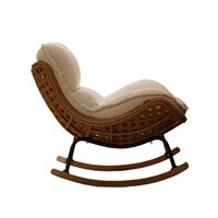 Fauteuil inclinable confortable et moderne en bambou tressé, avec dossier solide et rembourrage en éponge, pour salon