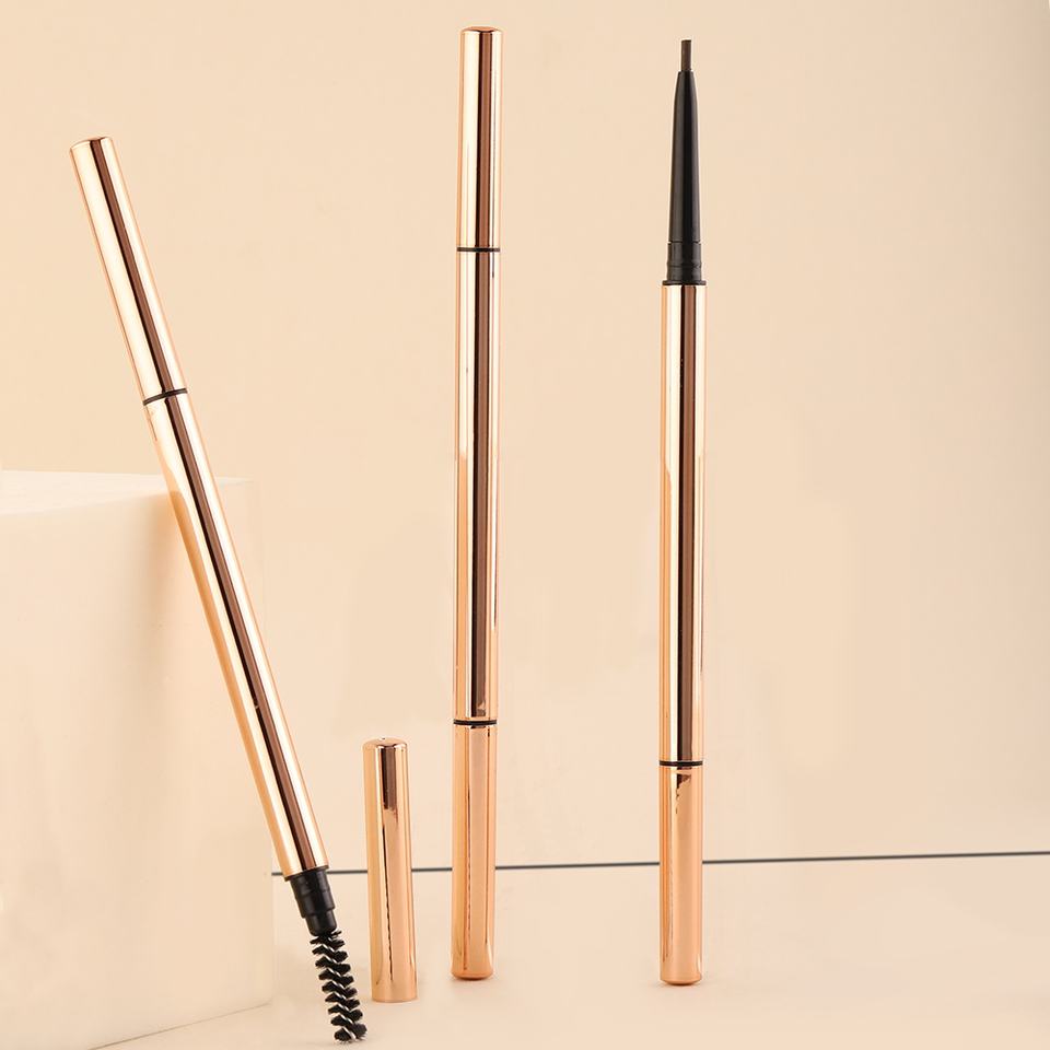 Wholesale Vegan Rose Gold Eyebrow Pencil Waterproof Eye Brow Pencil With Soft Brush
