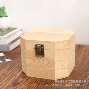 Caja de Almacenamiento Hexagonal de Madera de Color Natural con Tapa para Joyería, Jabón, Flores, Embalaje de Regalos - Product Image 4