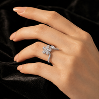 Bague Fleur Tendance en Argent Sterling 925 Certifié GRA, Moissanite VVS1 (Test Diamant Approuvé), Bijou Fin pour Femme, Cadeau Diamant