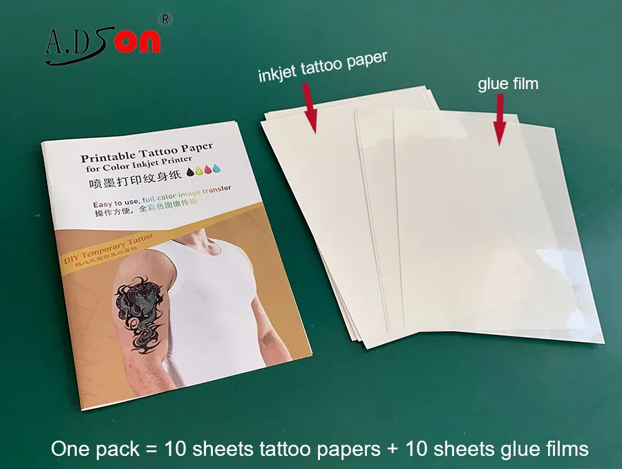 Papel de tatuaje temporal imprimible Popular 2024 Waterslide Clear Inkjet Laser Tattoo Paper para arte corporal
