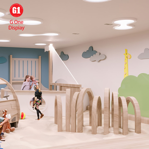 Mostrador de Recepción de MDF con Diseño de Dibujos Animados para Niños, con Iluminación LED, Pequeño Gabinete de Exhibición de Madera para Restaurante Personalizado - Product Image 2