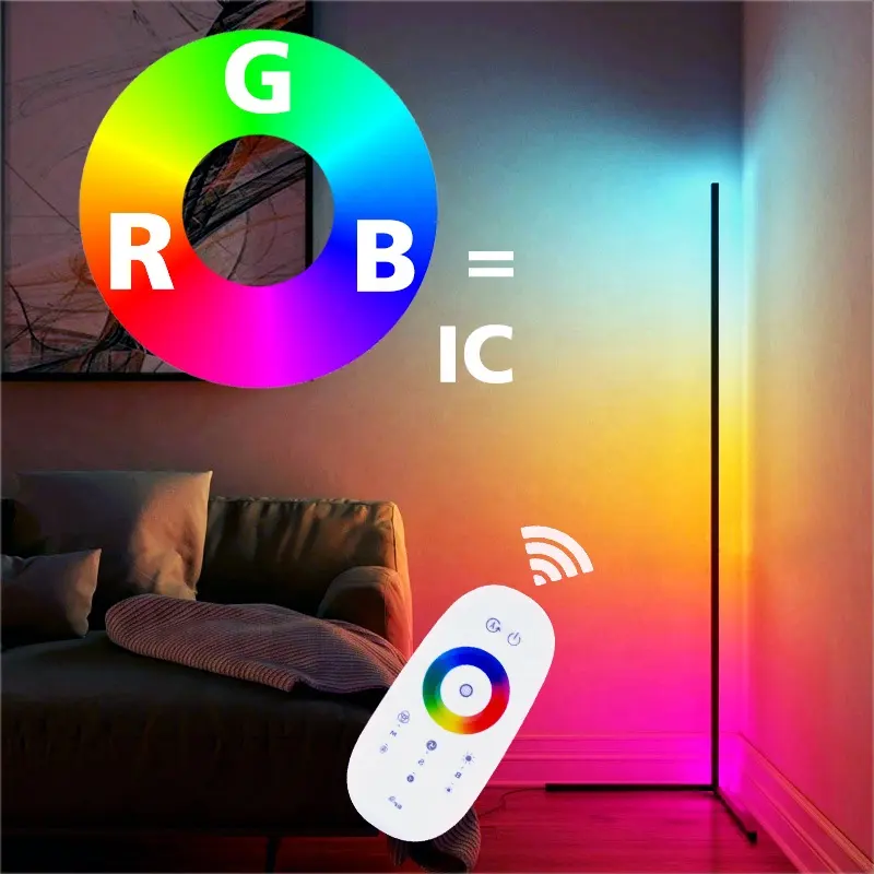 현대 북유럽 142cm 서 장식 RGB 색상 변경 스마트 프로 LED 스탠드 삼각대 코너 플로어 램프