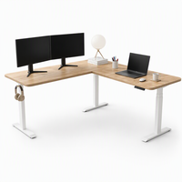 Bureau debout électrique en forme de L, bureau d'angle réglable en hauteur, bureau en bois pour le travail à domicile