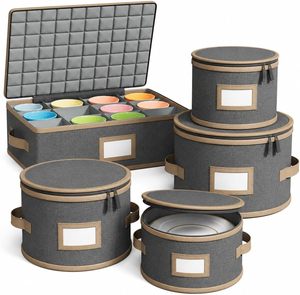 5 Piece Quilted Dividers Hard Shell China Storage Containers Set for Storing Dinner Plates Salad Plates Mugs - Product Image 1