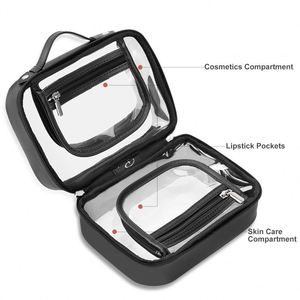 Bolsa de Aseo de Viaje, Bolsa de Maquillaje Transparente de 2 Capas con Asa, Organizador de Maquillaje Impermeable, Fábrica con Certificación BSCI - Product Image 4