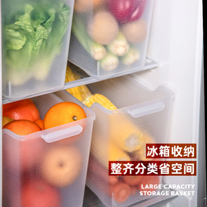 Panier de rangement pour réfrigérateur, grande capacité, rectangulaire, sans couvercle, organisateur de cuisine, tiroir, conteneur, boîte de conservation des aliments - Product Image 1