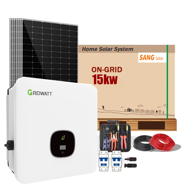 15KW On-Grid Tied Solar Energy System with Growatt Inverter MPPT Controller for Home Use 220V Complete Kit