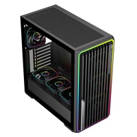 AntarcChill Computer Tower Case New Design ARGB Panel Gaming Case Stripe Front ATX/Micro-ATX/ITX Tempered Glass Aluminum Alloy