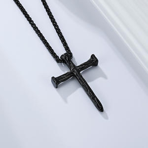 <b>Cross</b> Necklace For Men Stainless Steel Pendant Everyday Wearing Retro Design - Product Image 4