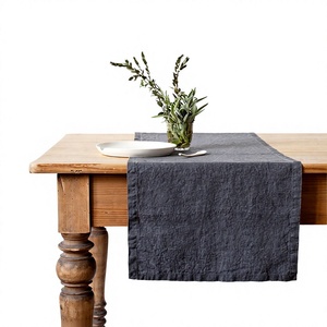 Chemin de table 100 % lin, uni, écologique, recyclé, couleur personnalisée, tissé, pour mariage, maison, hôtel, décoration de table élégante - Product Image 4