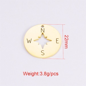 Vente en gros de pendentifs en forme de boussole en acier inoxydable poli miroir de 22 mm pour la fabrication de bijoux - Product Image 6